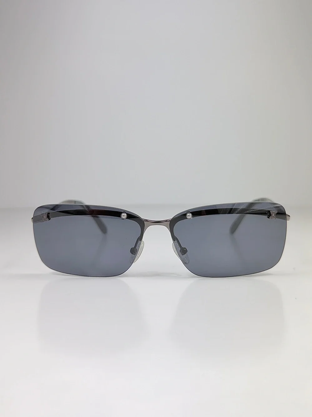 Deadstock Celine Triomphe Rimless Sunglasses SC 1007 568 Full Set Y2K Gunmetal